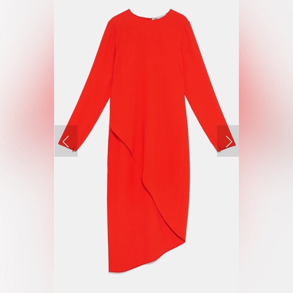 Stunning Zara orange long sleeve top with asymmetric hem